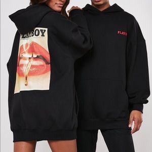 Missguided X Playboy Black Oversized Hoodie Dress